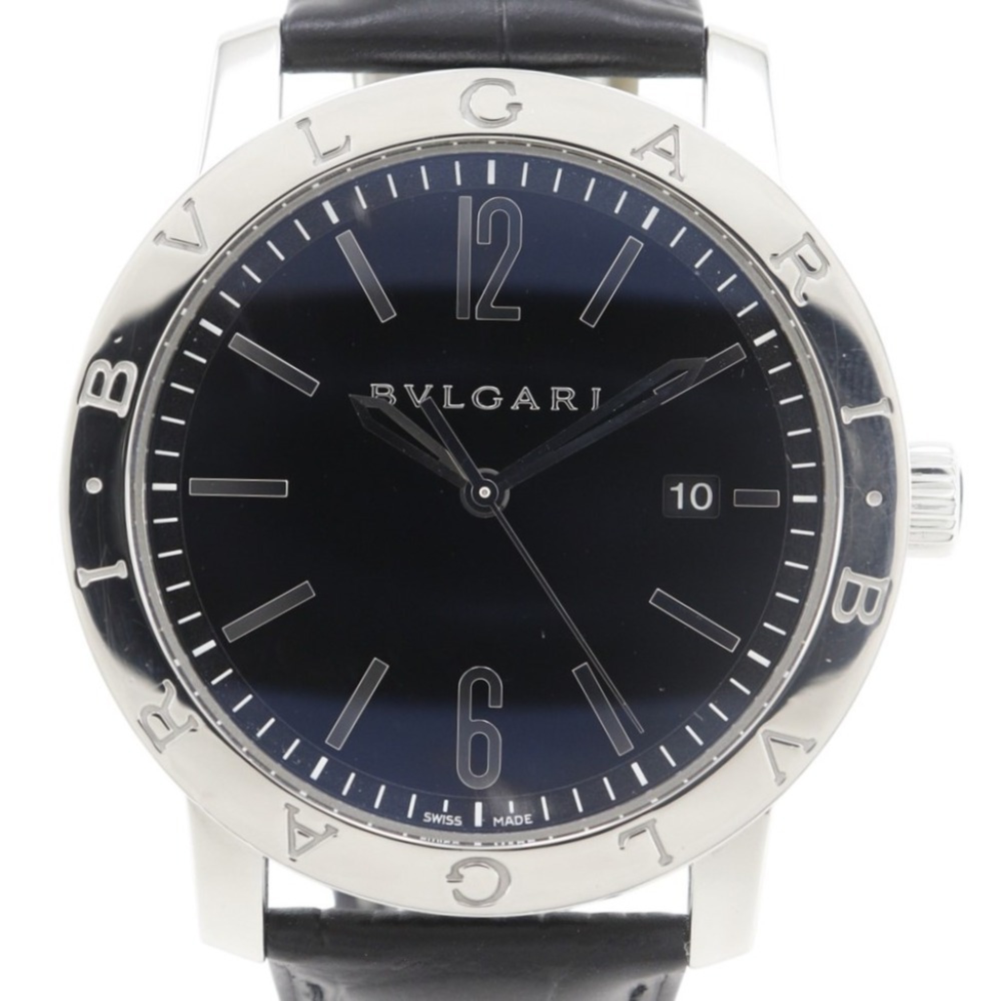 Bvlgari Watch Bb41bsld Stainless Steel And Leather Automatic Analog Display B